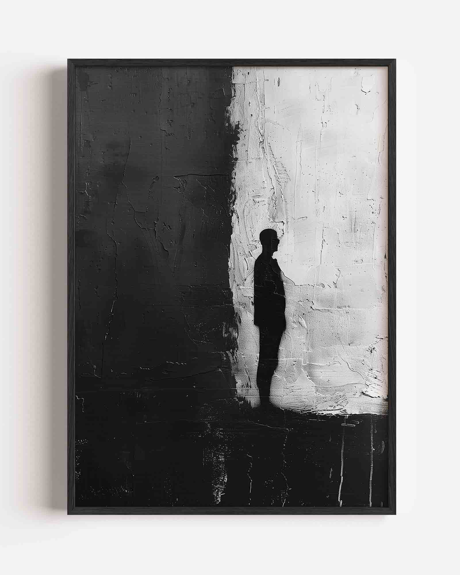 Silhouet tegen tweekleurige achtergrond Poster
