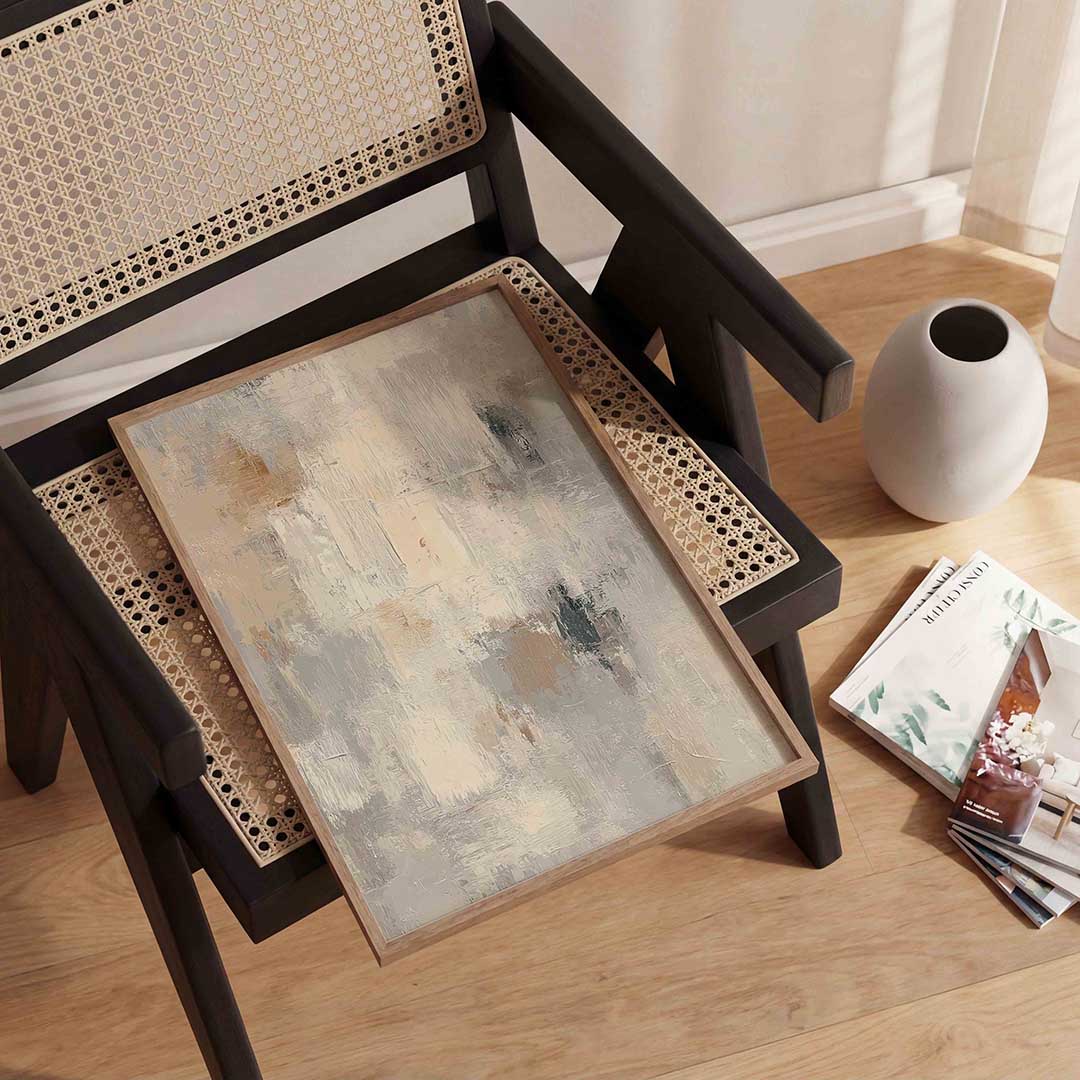 Abstracte beige en grijze Poster