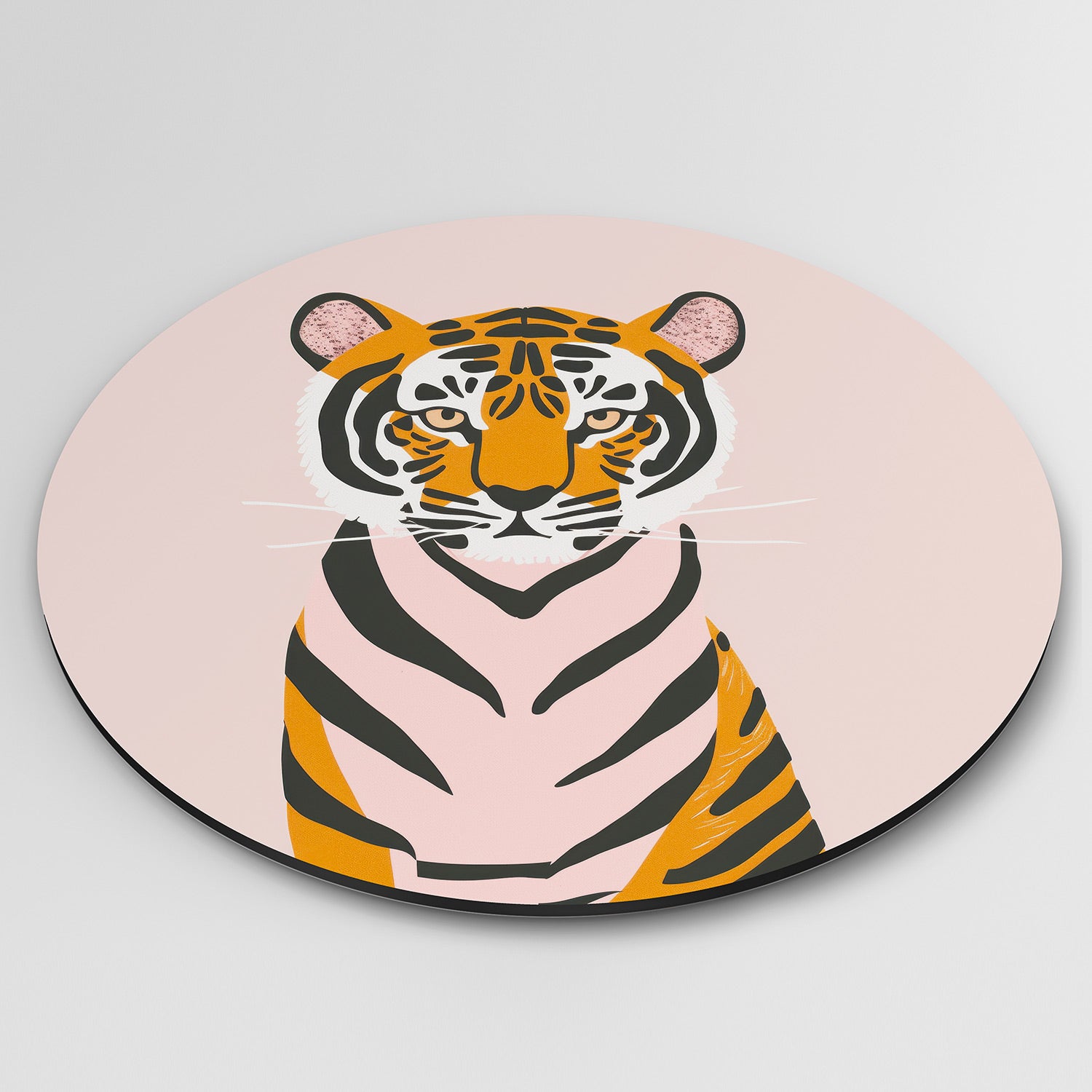 Tijger op roze Muurcirkel