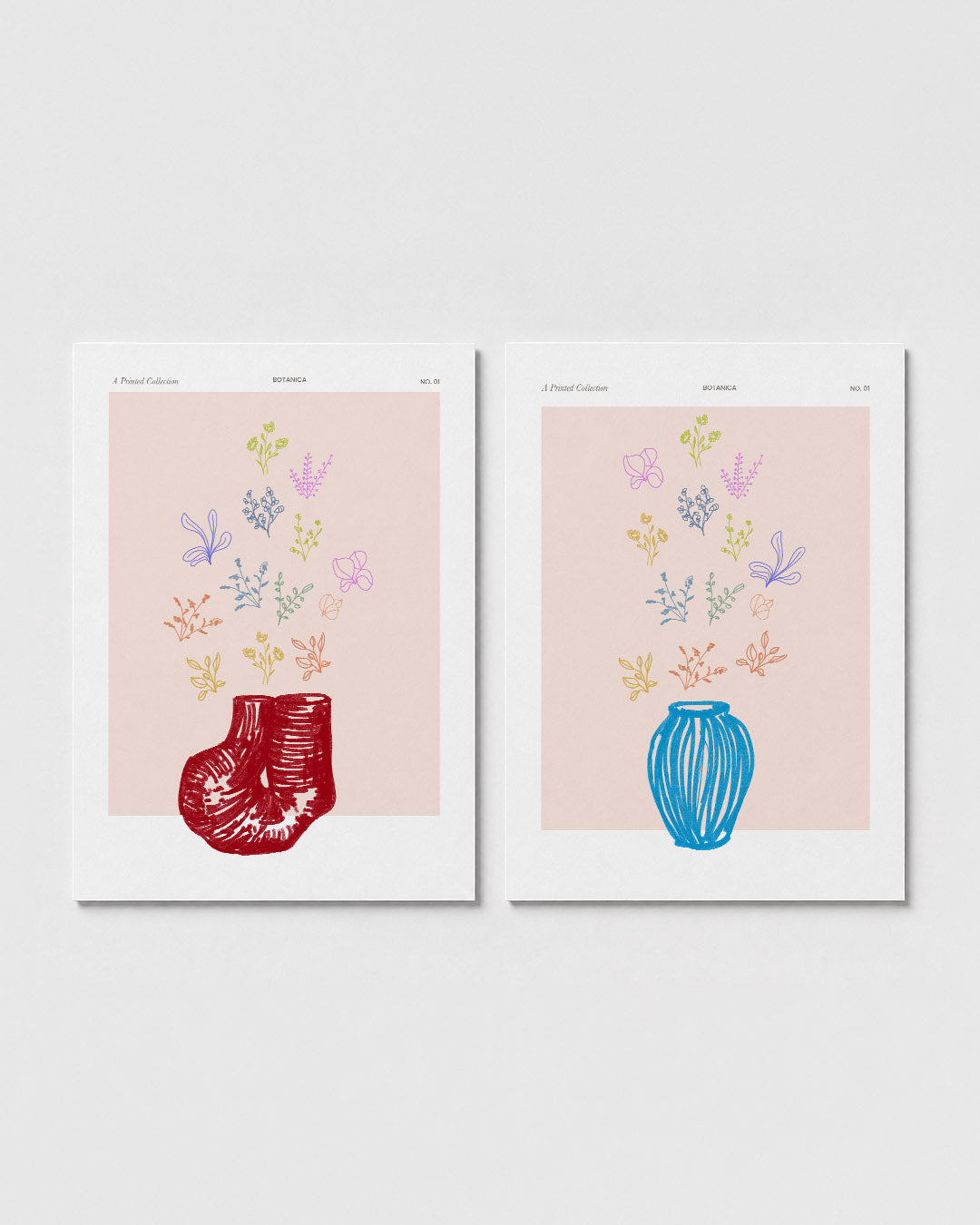 Kleurrijke bloemenvormen Posterset