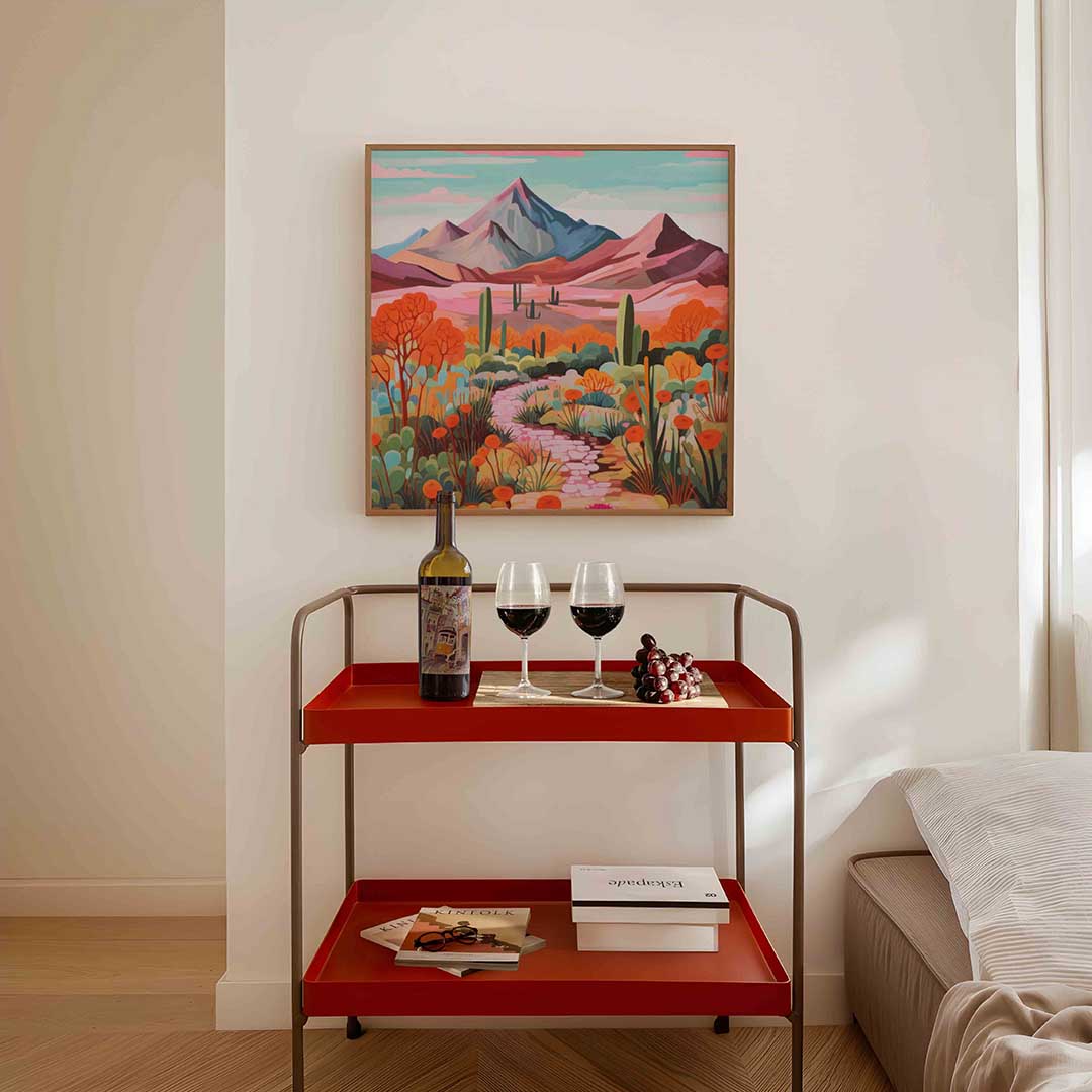 Berglandschap met cactussen Poster