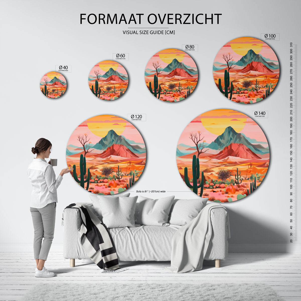 Zonsondergang woestijn Muurcirkel
