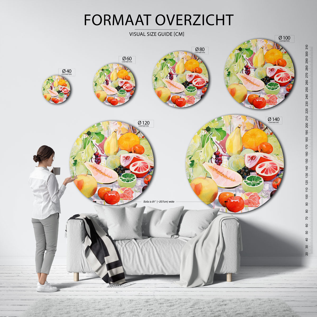 Fruit en bladeren Muurcirkel