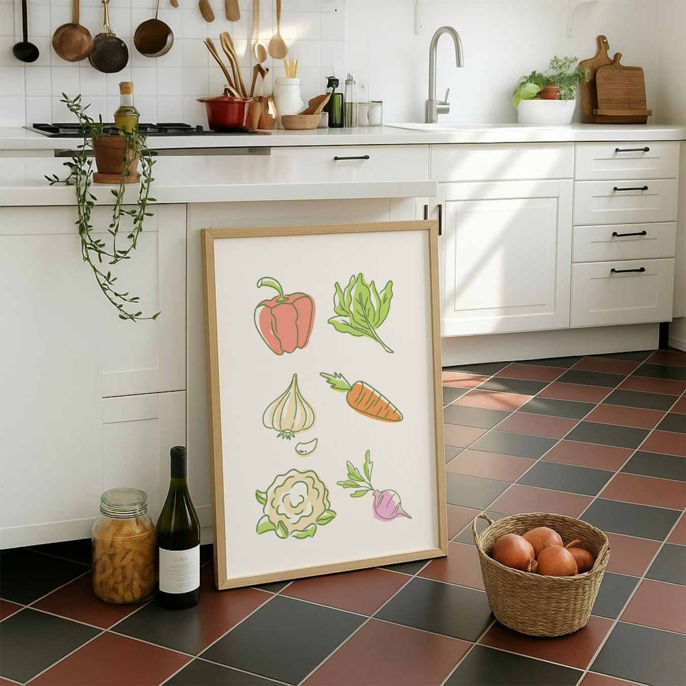 Vrolijke Groente Illustratie Poster-WallArtistic