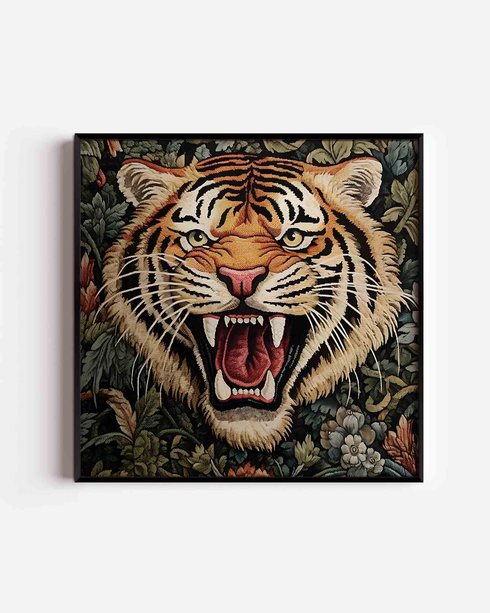 Tijger met bloemen Poster