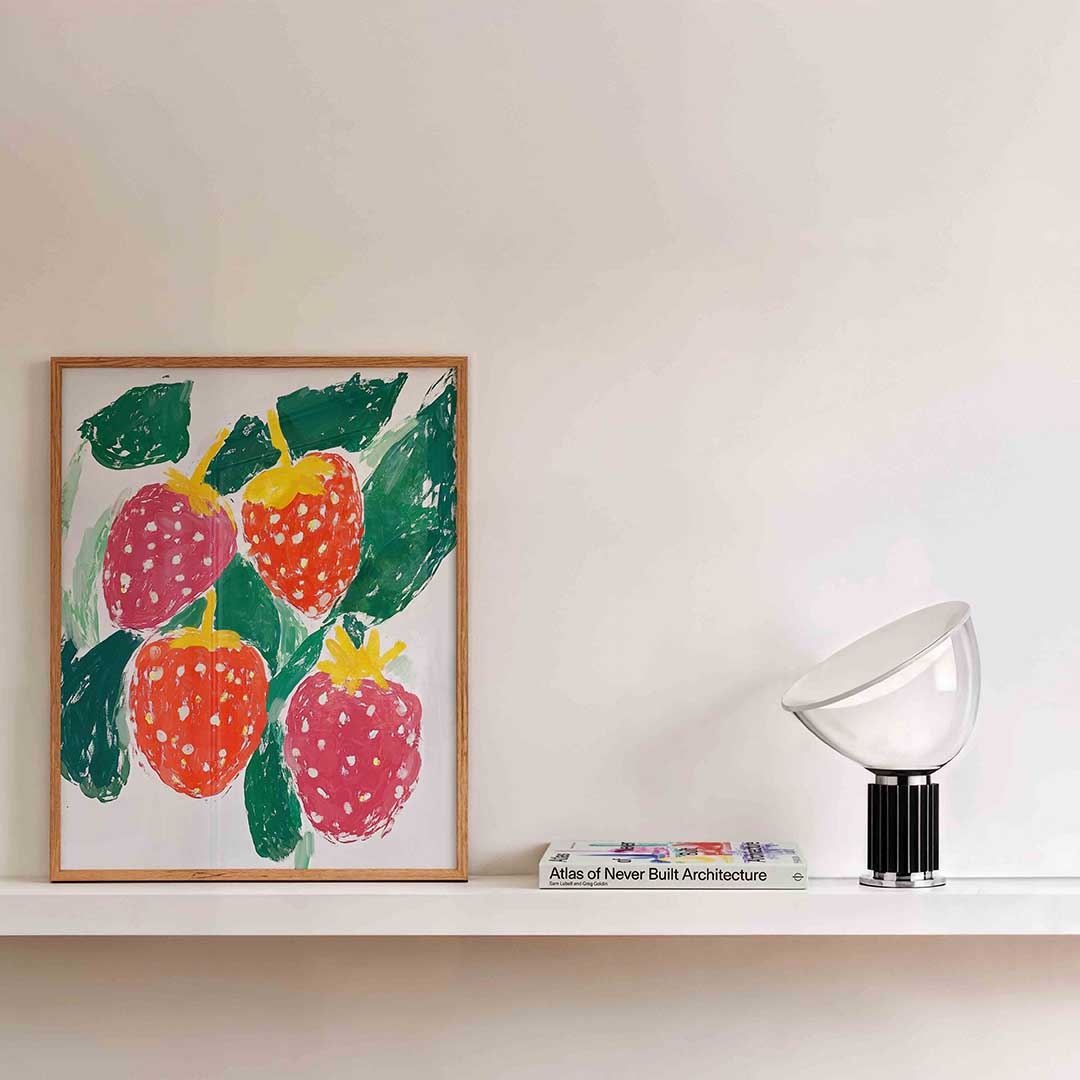 Aardbeien en bladeren Poster