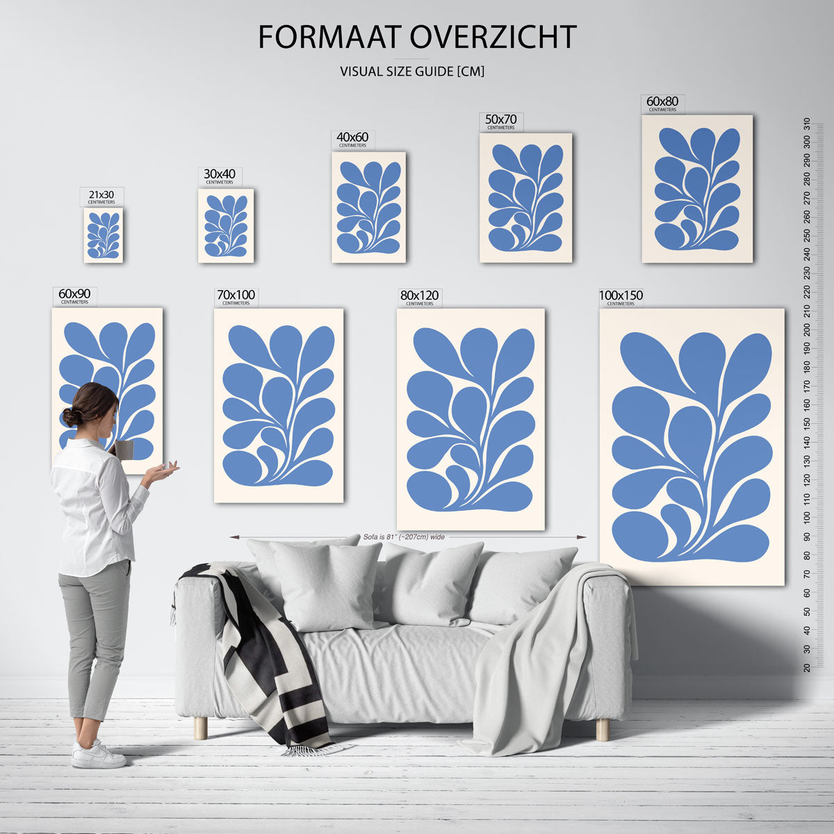 Blauwe organische vormen Poster