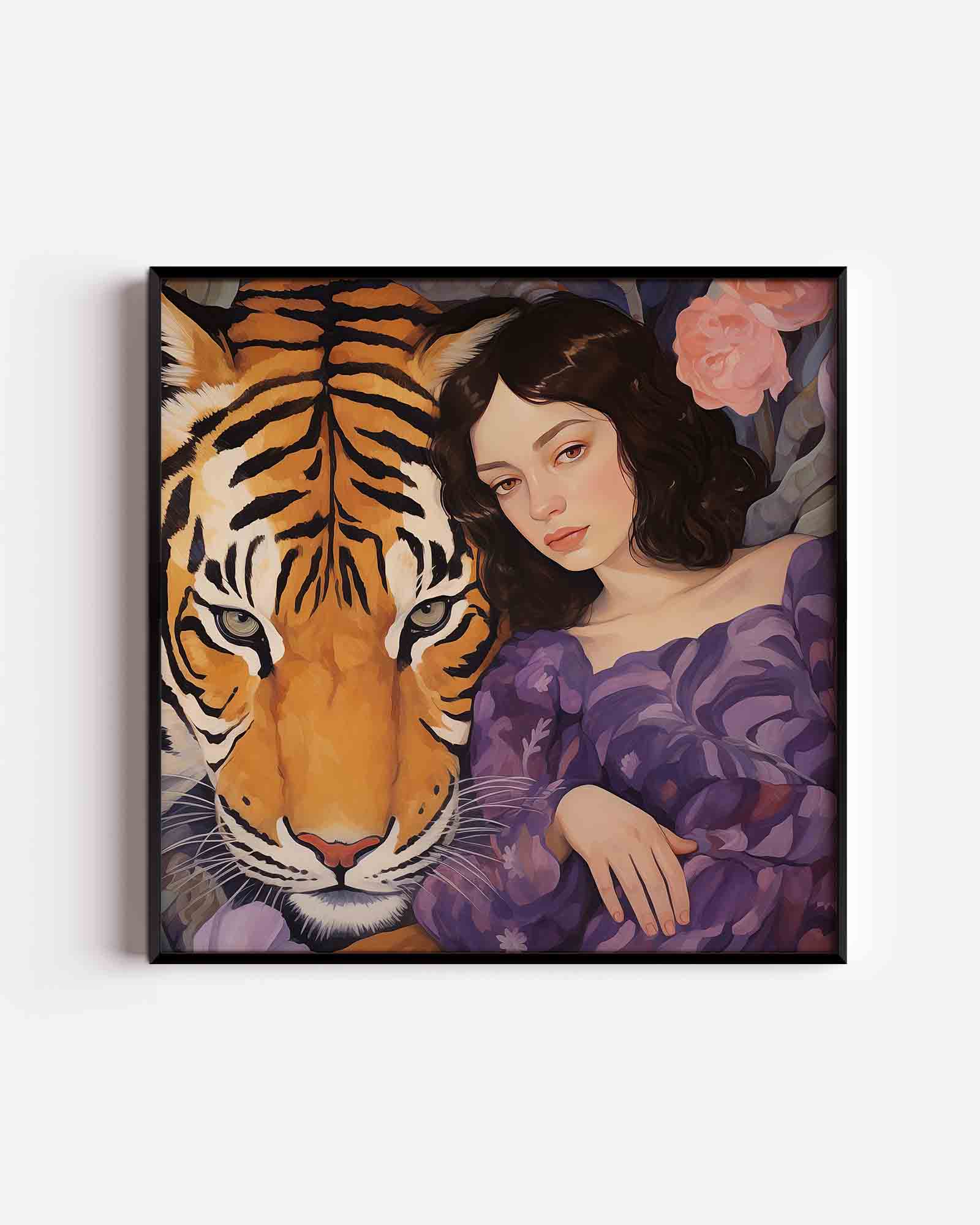 Tijger en vrouw Poster