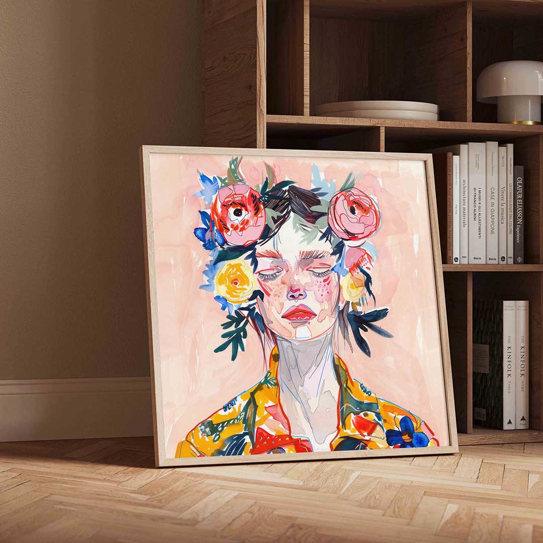 Bloemenkrans portret Poster