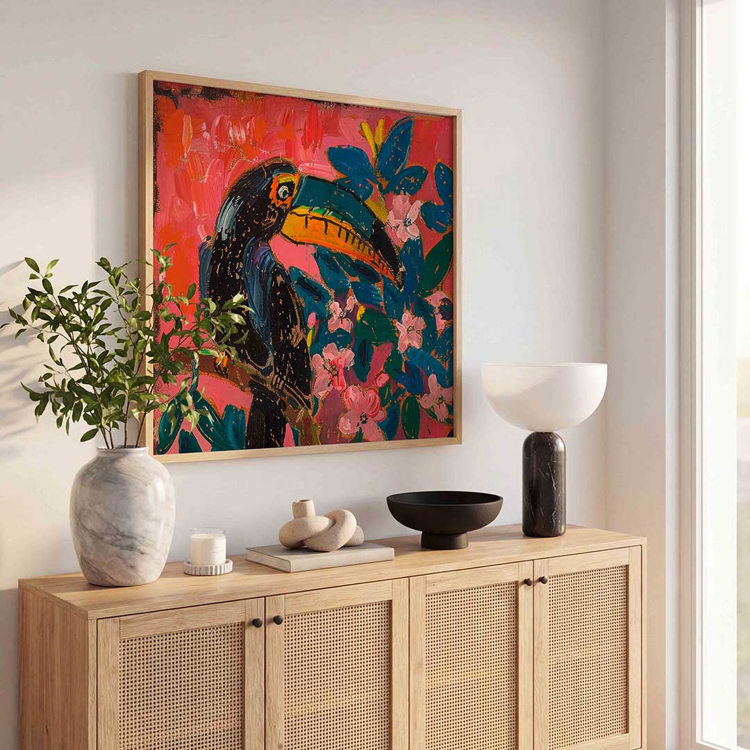 Toekan en bloemen Poster