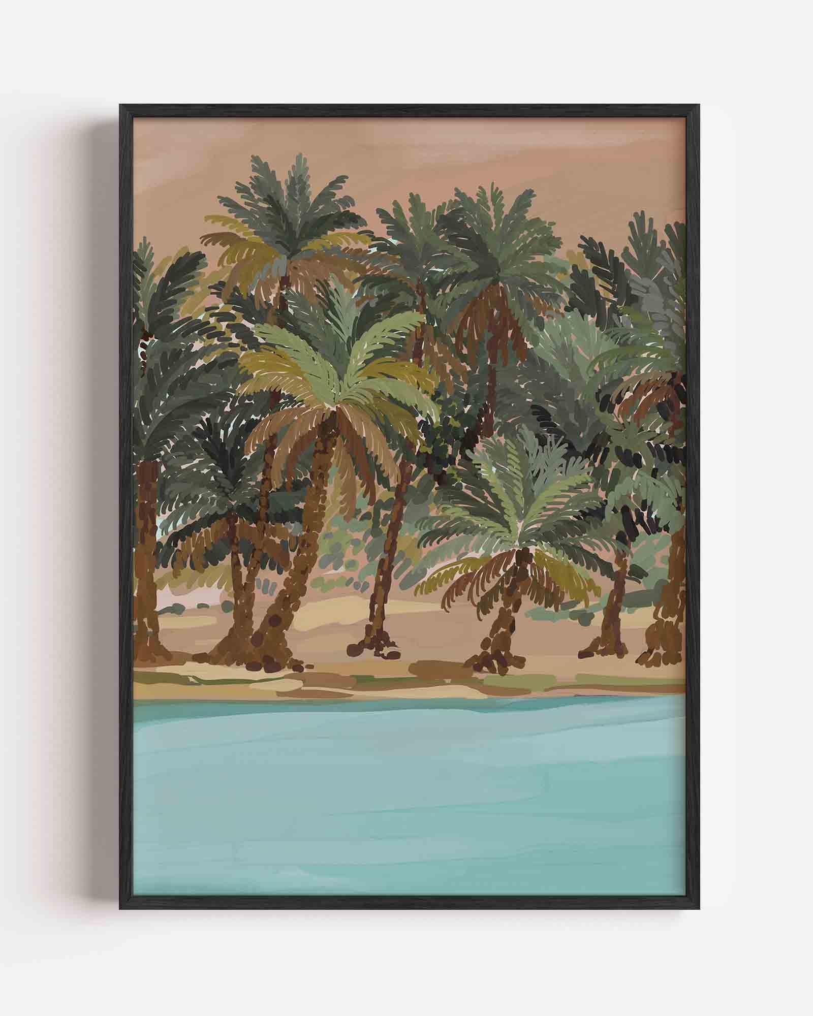 Palmbomen en water Poster