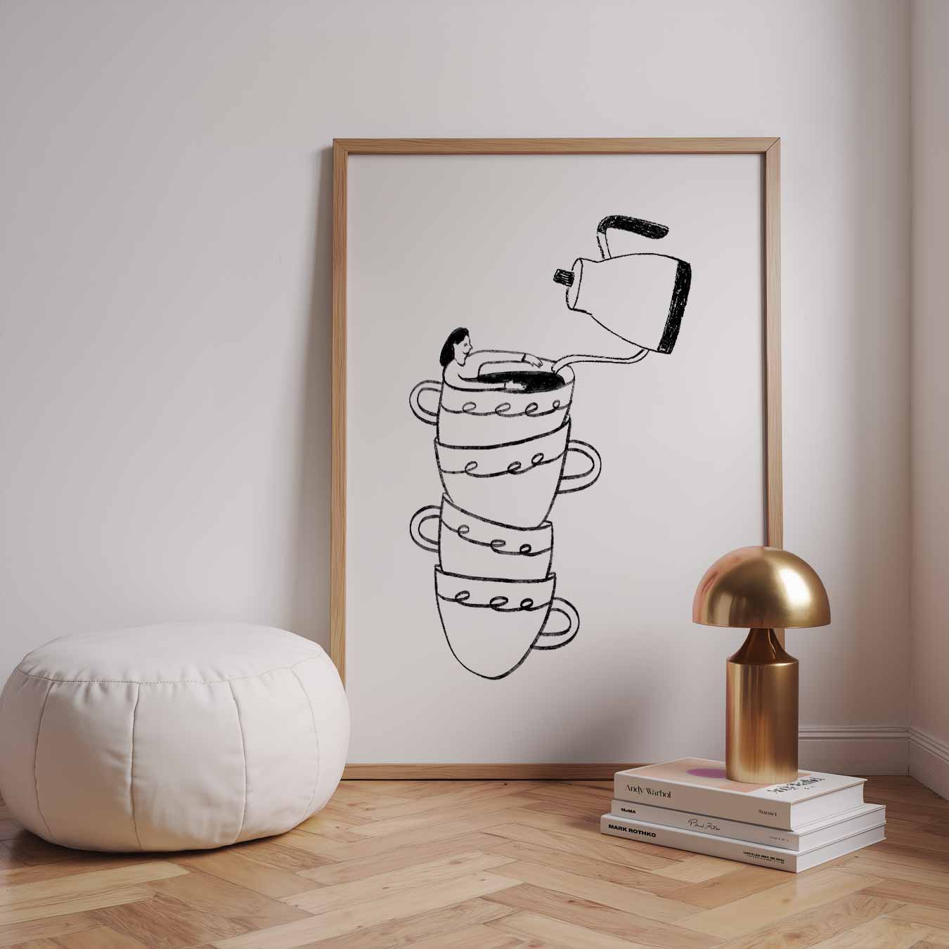 Koffiegenot Illustratie Poster-WallArtistic