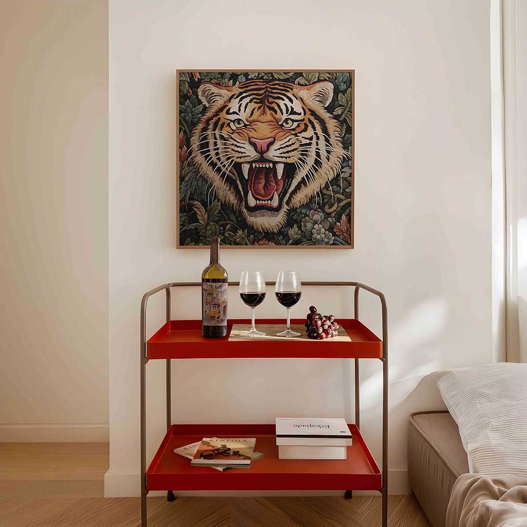 Tijger met bloemen Poster