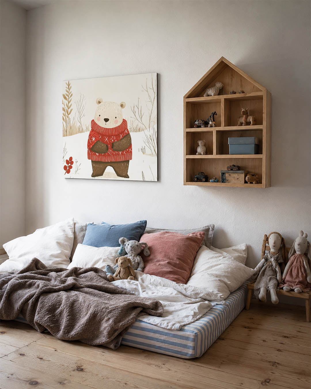 Winterse beer illustratie Kunstwerk