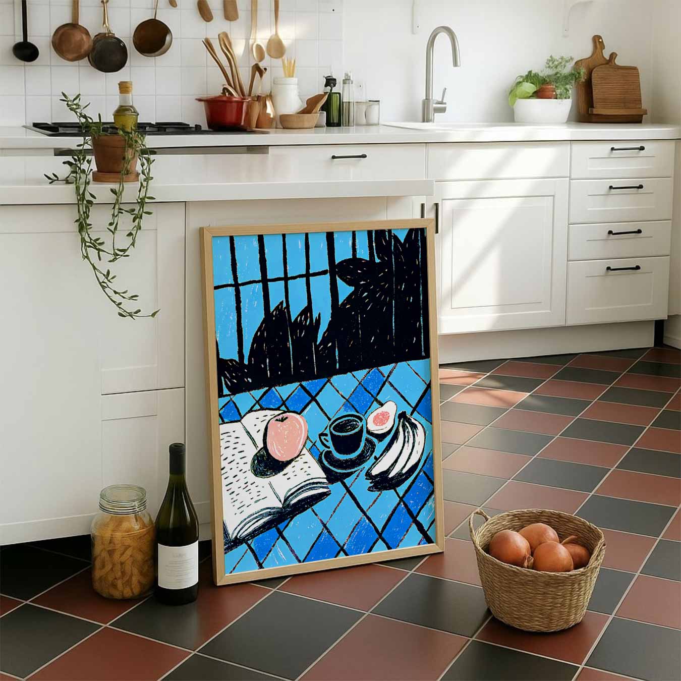 Stijlvolle Ontbijt Illustratie Poster-WallArtistic