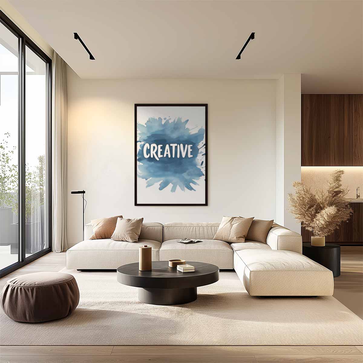 Creatieve Blauwe Verfspetters Kunstwerk-canvas-dibond-plexiglas-wanddecoratie-WallArtistic