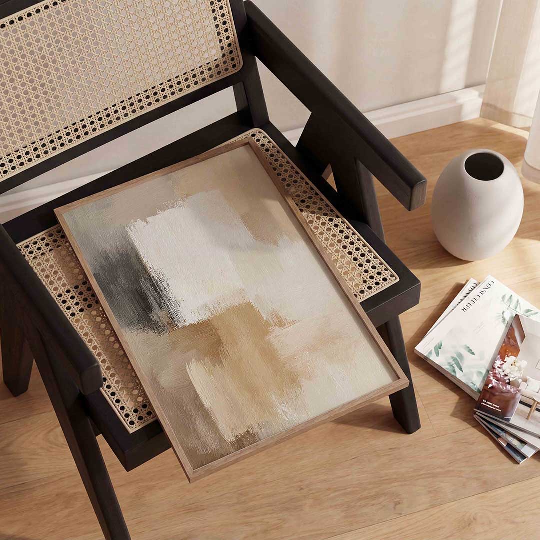Abstracte beige en grijze Poster