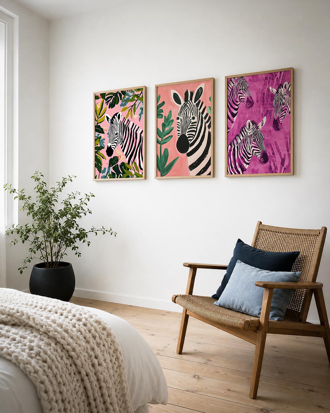 Zebra en bladeren Posterset