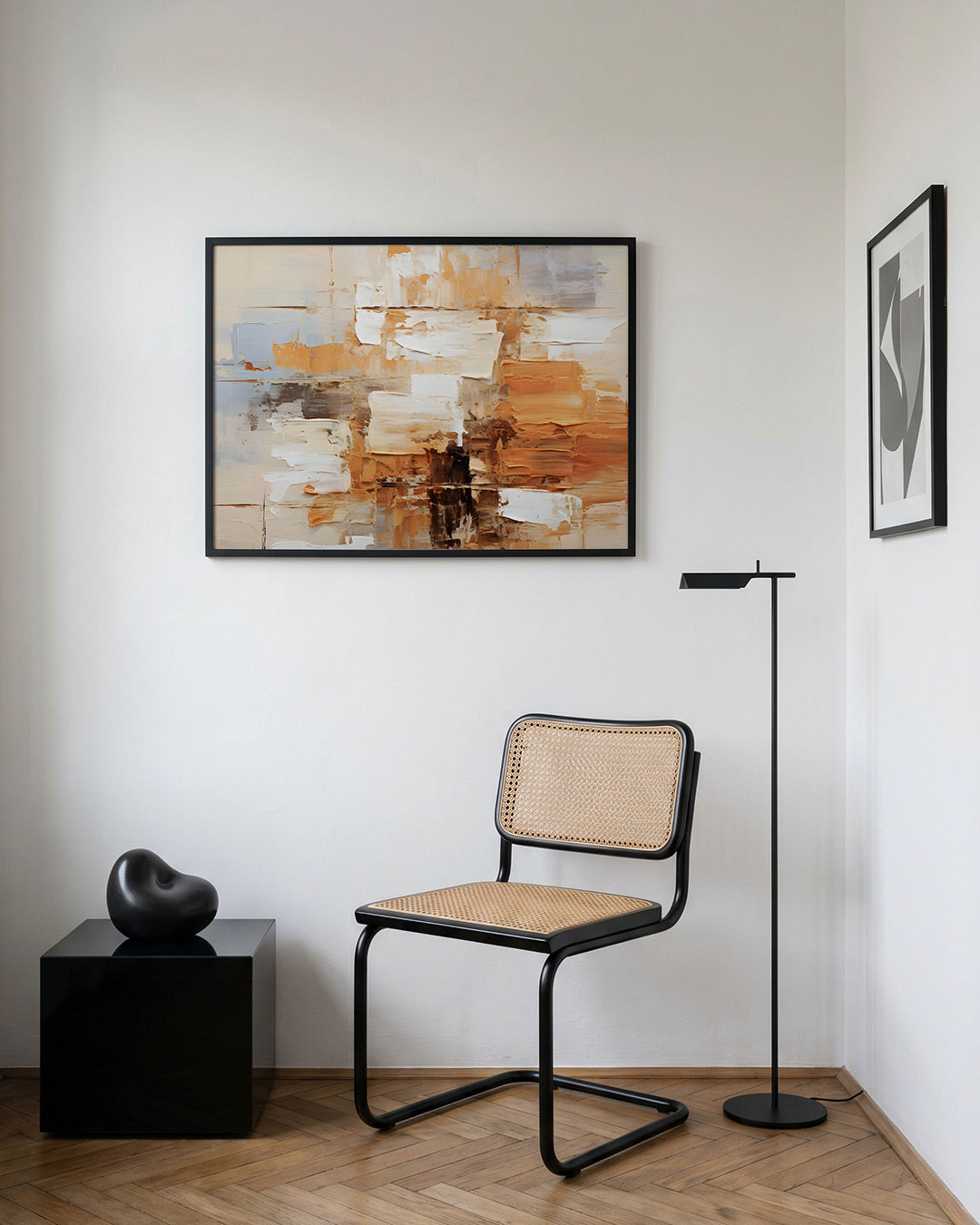 Abstracte beige en oranje Poster