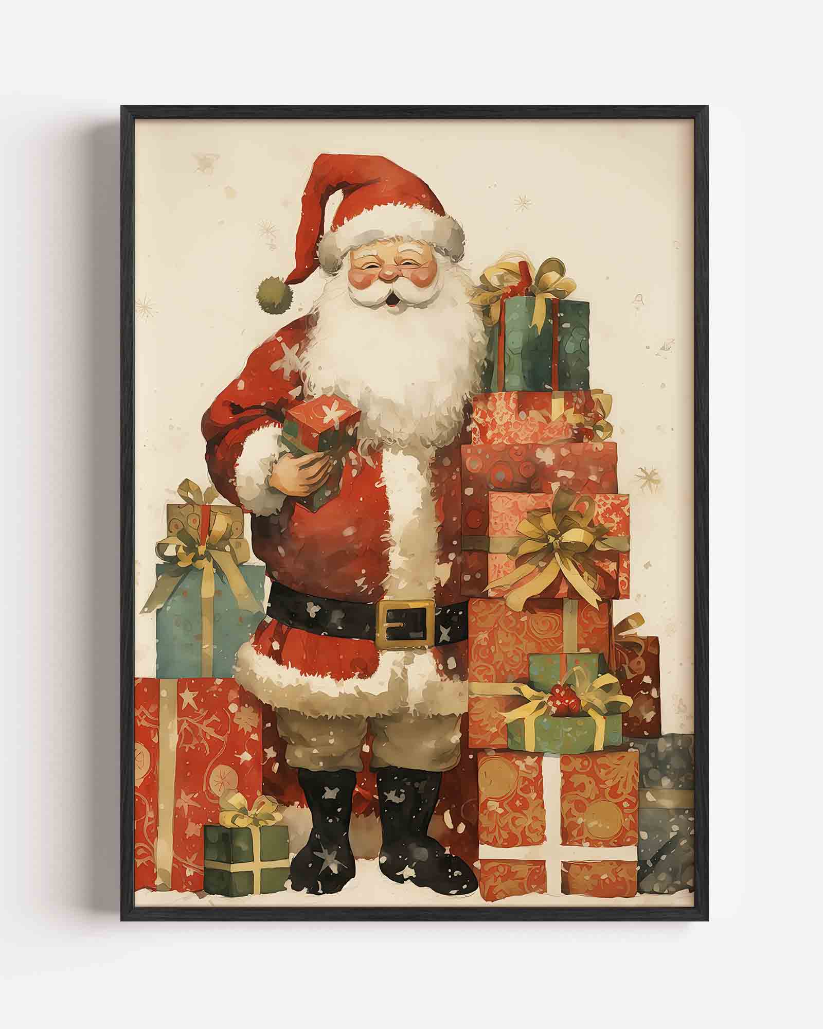 Kerstman met cadeaus Poster