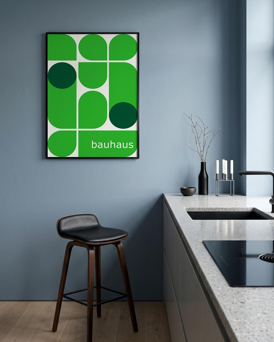 Groene vormencompositie Poster