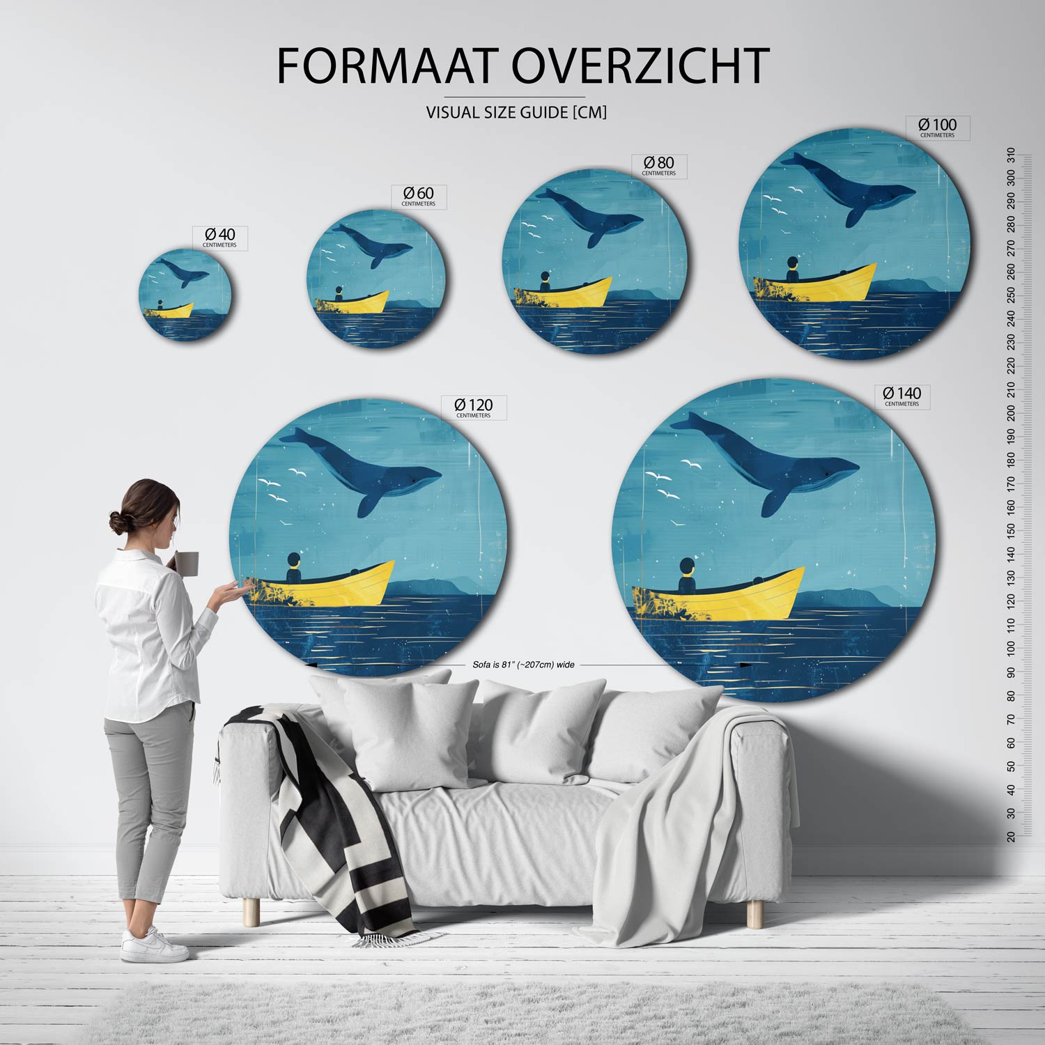 Walvis en boot Muurcirkel