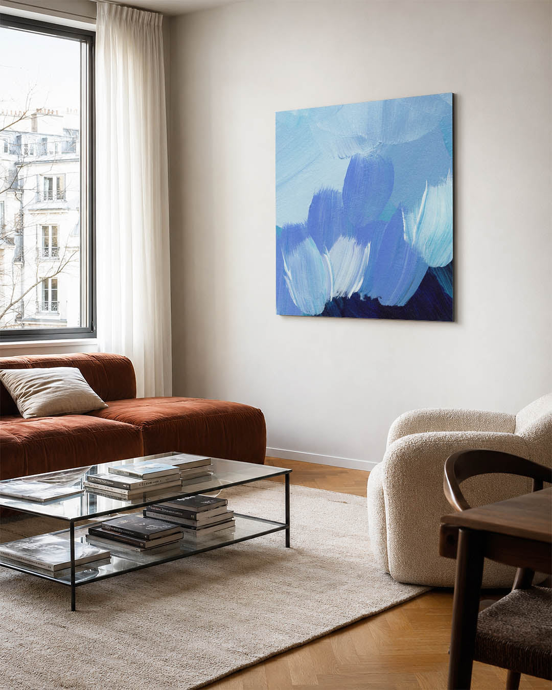 Dynamische blauwtinten Kunstwerk