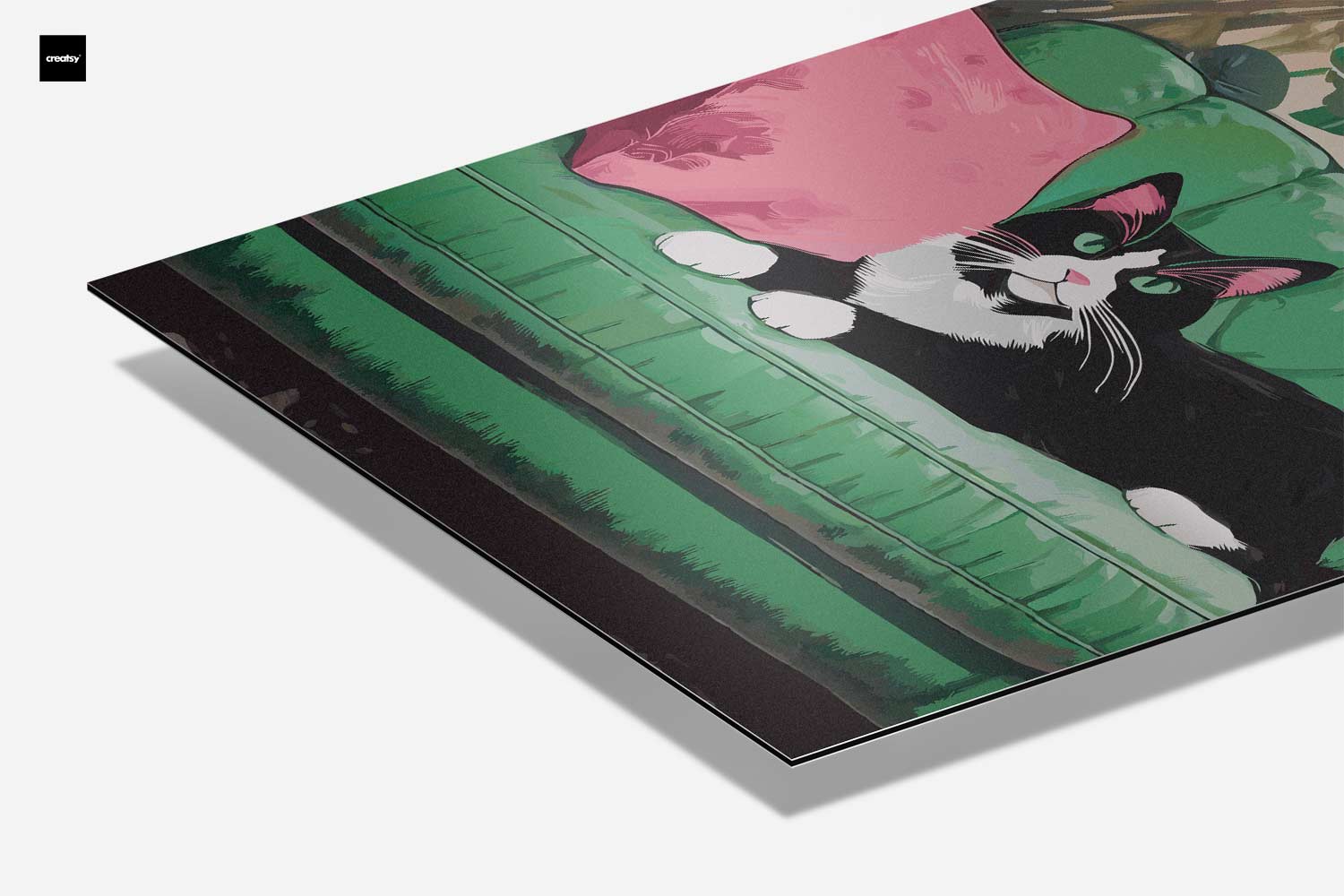 Cat on Green Bench Artwork