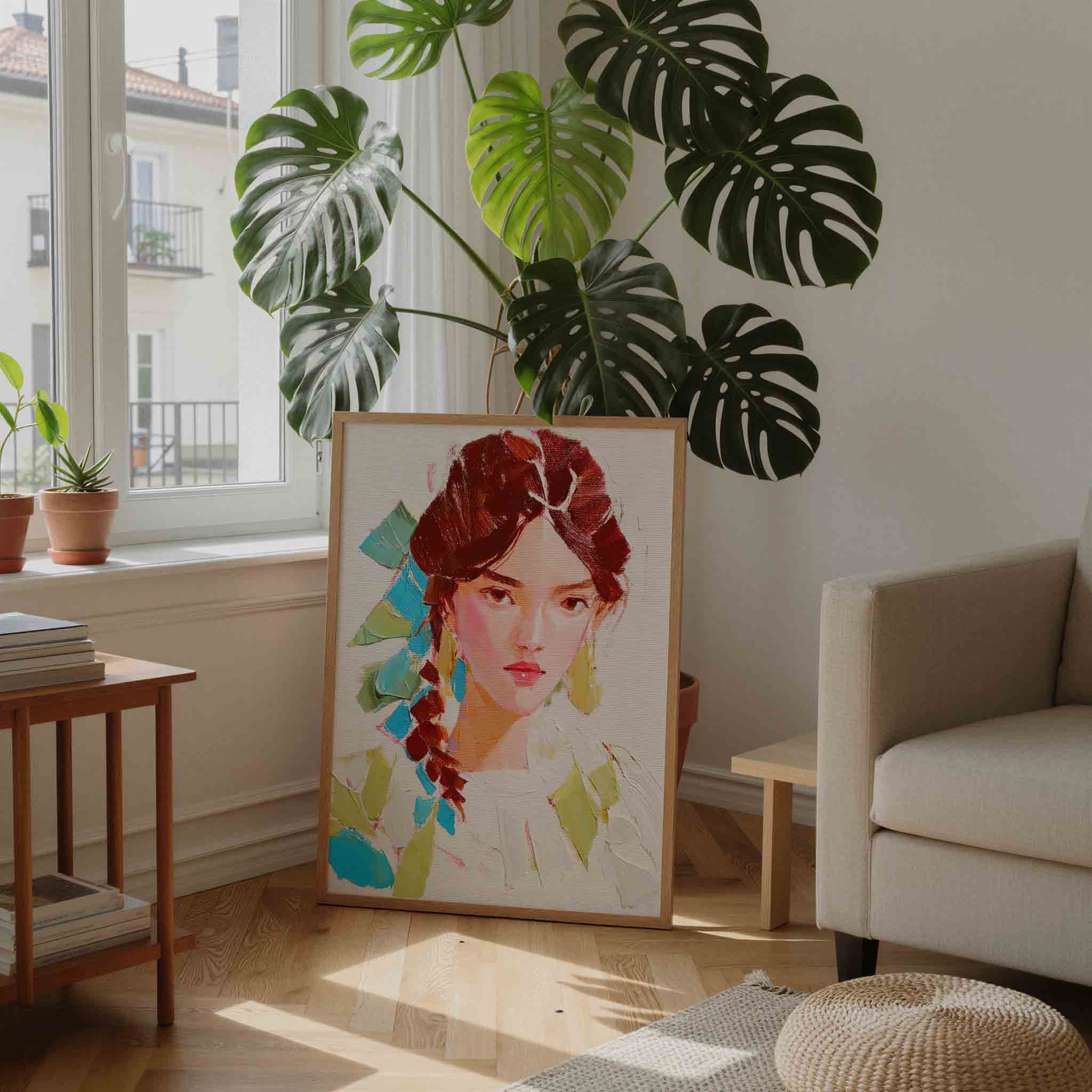Portret met vlecht Poster