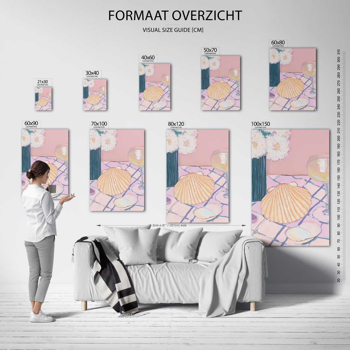 Schelp en bloemen Poster