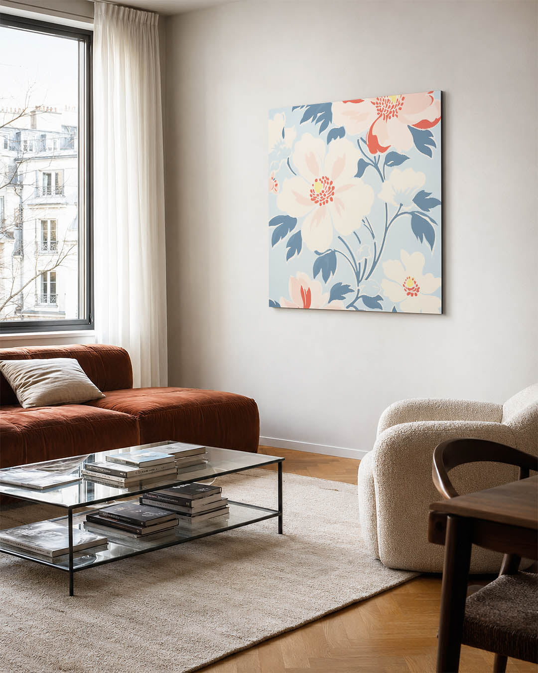 Bloemmotief met zachte tinten Kunstwerk