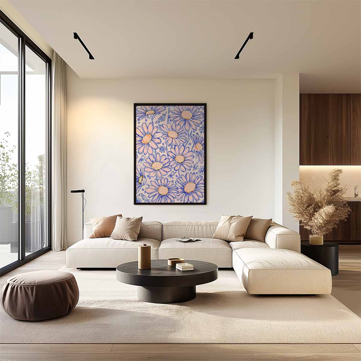 Zonsondergang Madeliefjes Kunstwerk-canvas-dibond-plexiglas-wanddecoratie-WallArtistic