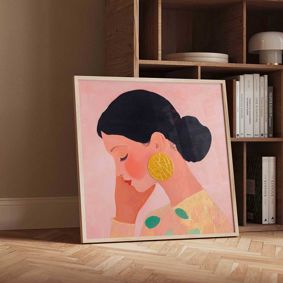 Vrouw met gouden oorbel Poster