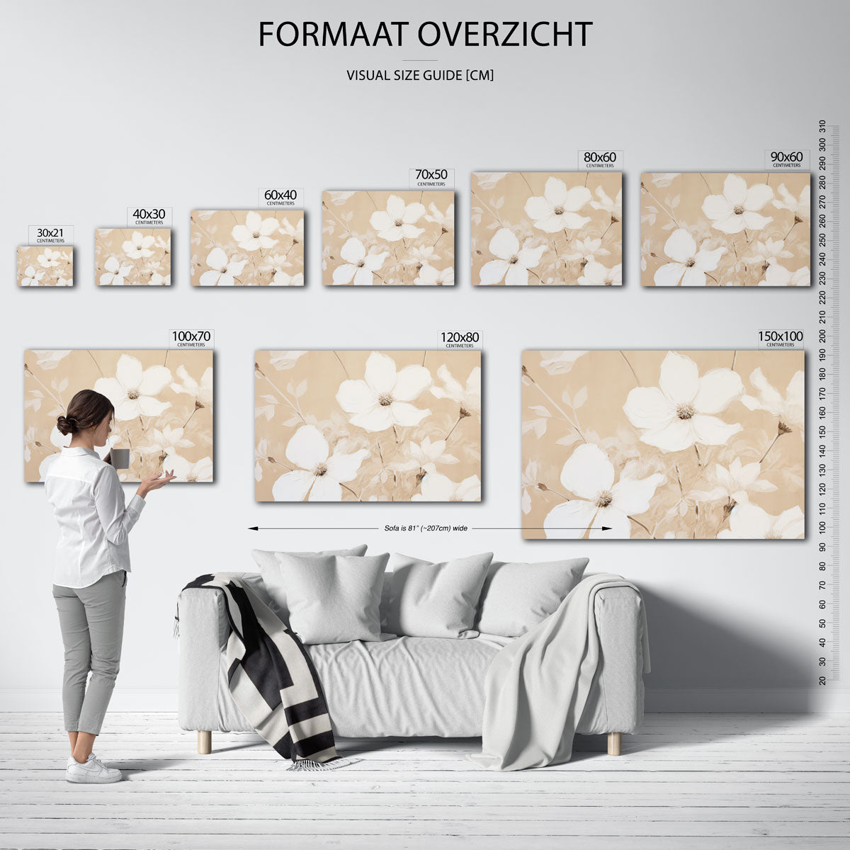 Witte bloemen Poster