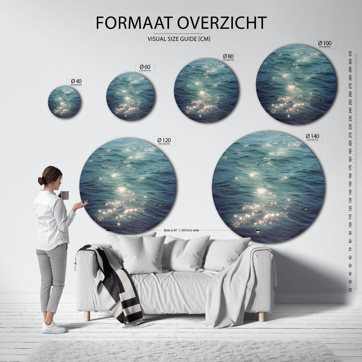 Zonnestralen op water Muurcirkel