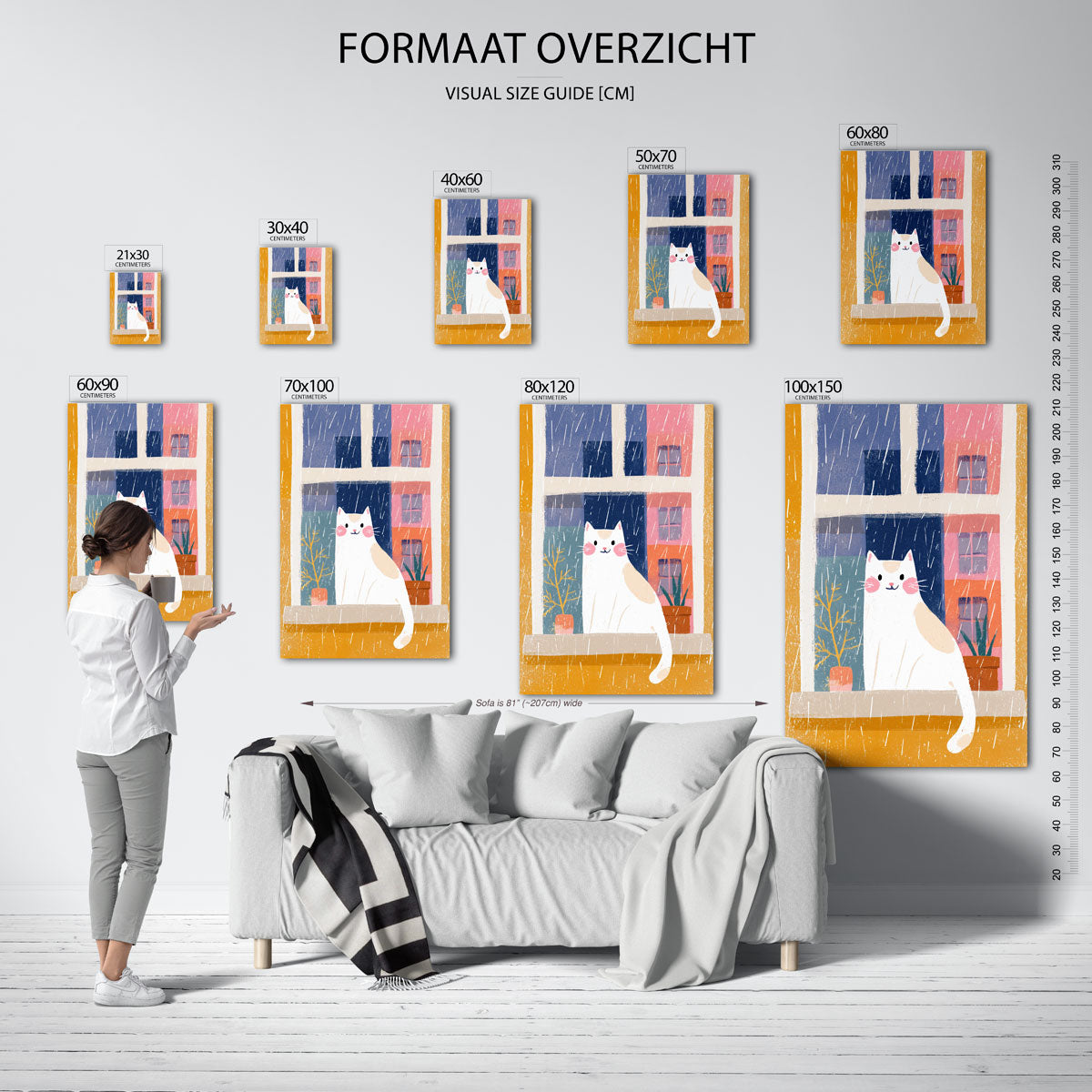 Kat bij raam Poster