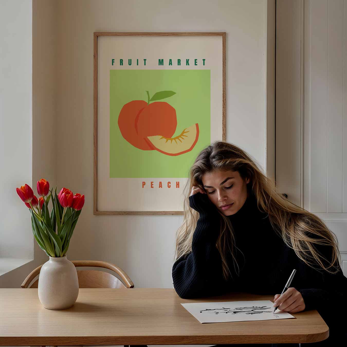 Fruit Market Perzik Poster-WallArtistic
