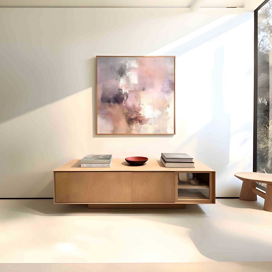 Abstracte roze en grijze Poster