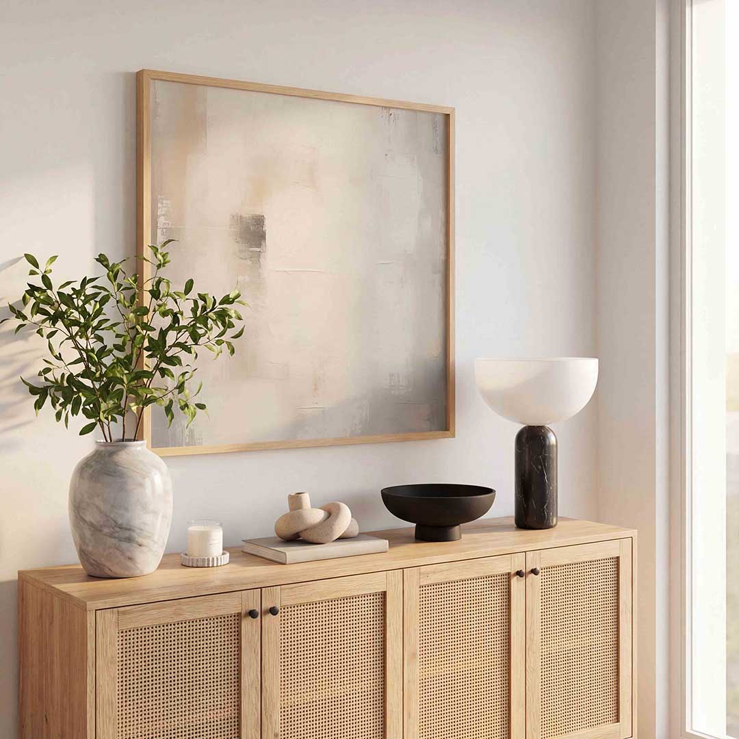 Abstracte beige en grijze Poster