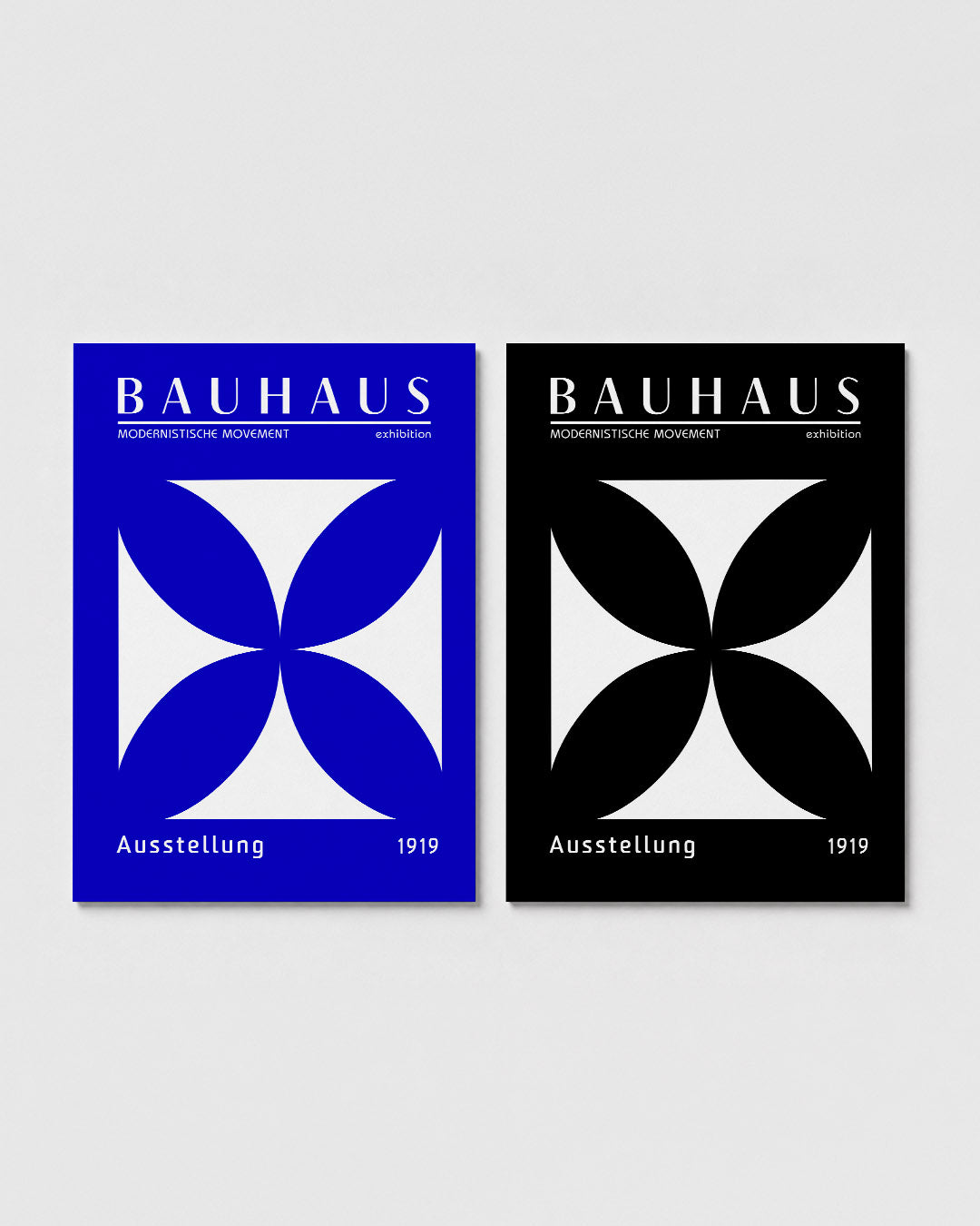 Blauw wit vormen Posterset