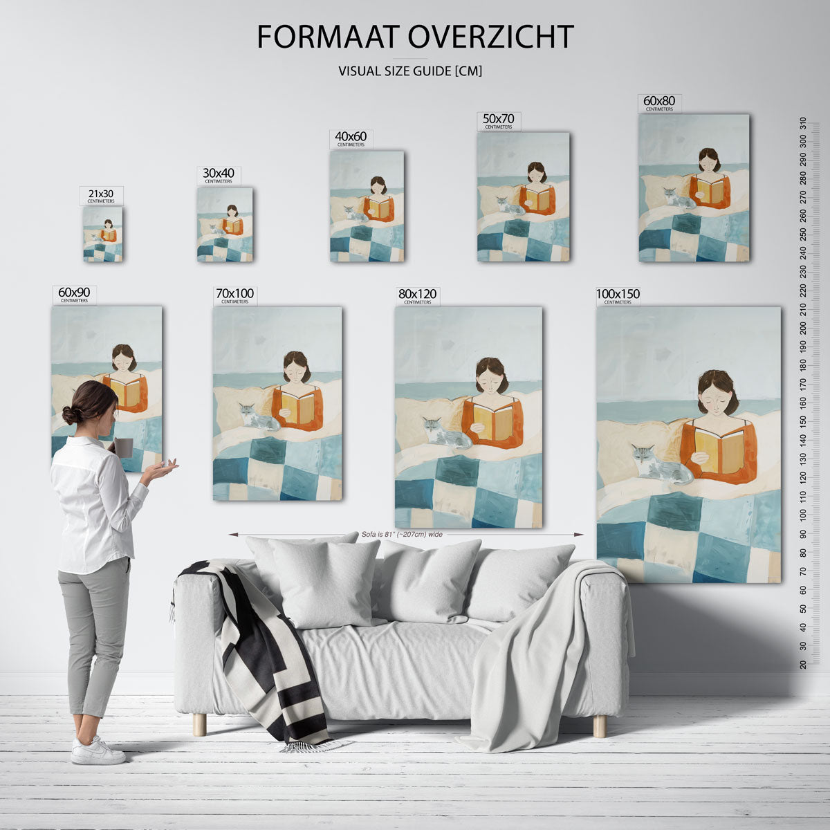 Lezende vrouw met kat Poster