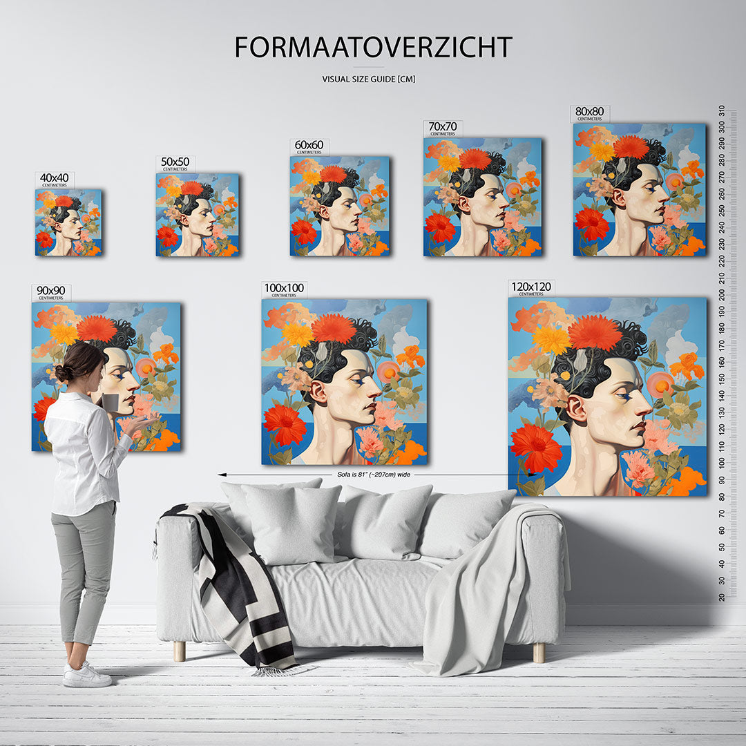 Bloemrijke portret Kunstwerk