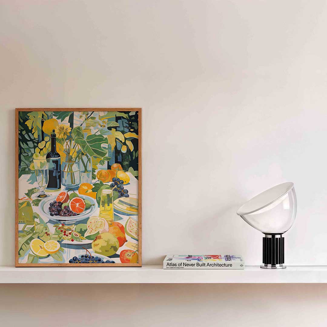 Fruit en bloemen tafel Poster