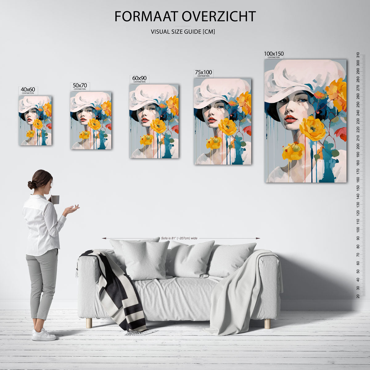 Vrouw met bloemen Kunstwerk