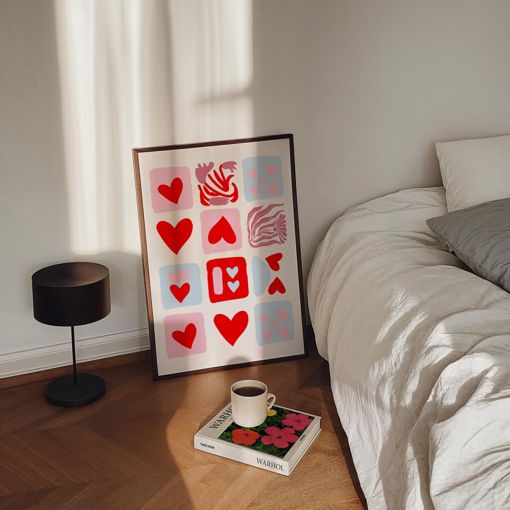 Liefdevolle Hartjes Collage Poster-WallArtistic
