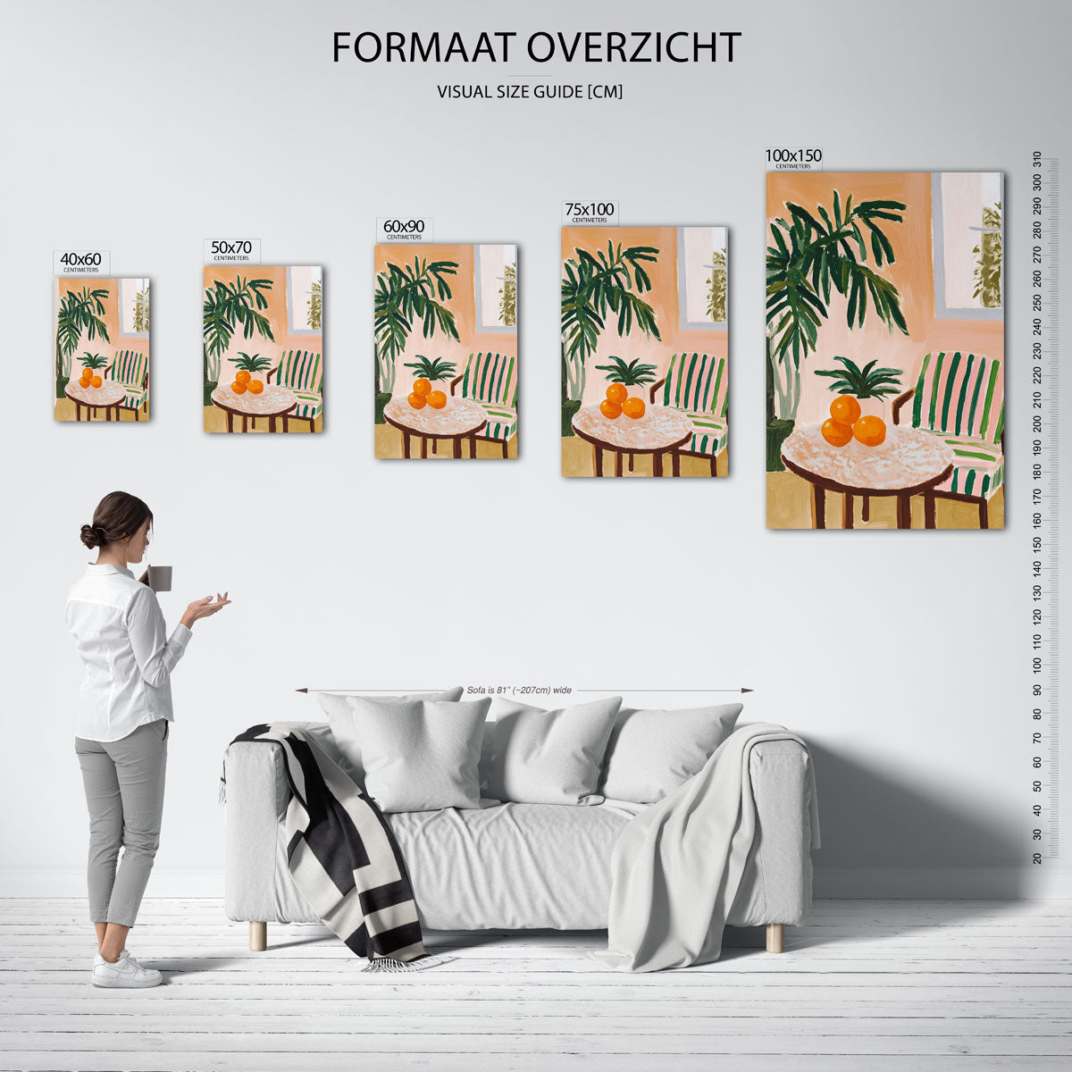 Interieur met planten Kunstwerk