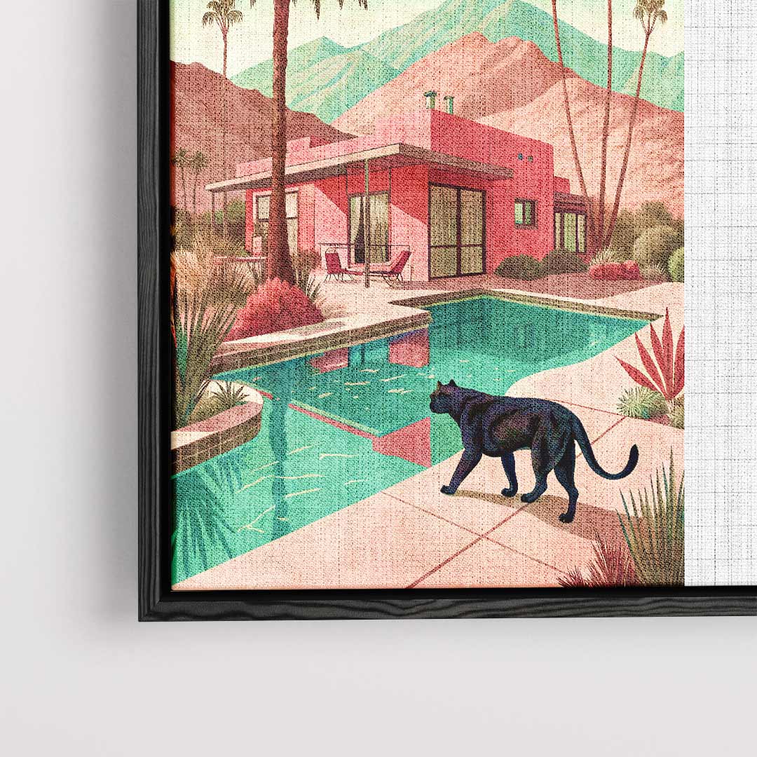 Modern Dream House with Black Cat Artwork