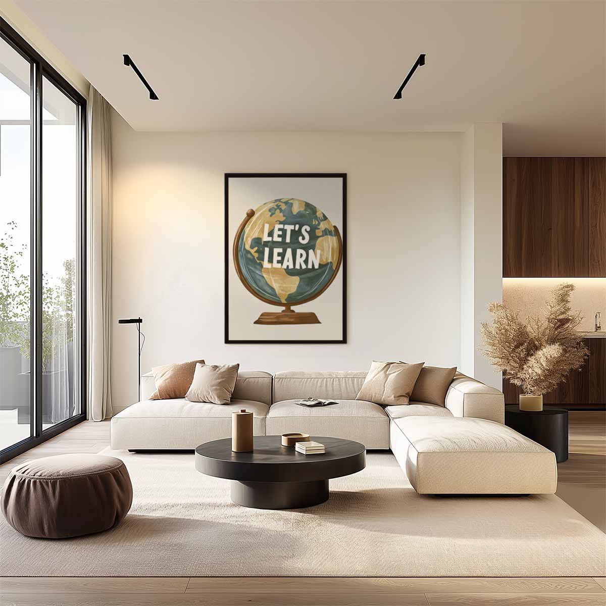 Wereldbol "Let's Learn Kunstwerk-canvas-dibond-plexiglas-wanddecoratie-WallArtistic
