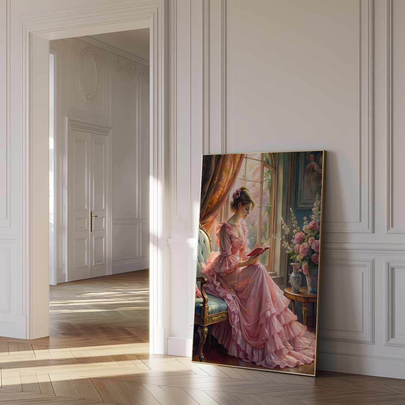 Romantische Lezende Dame Poster-WallArtistic