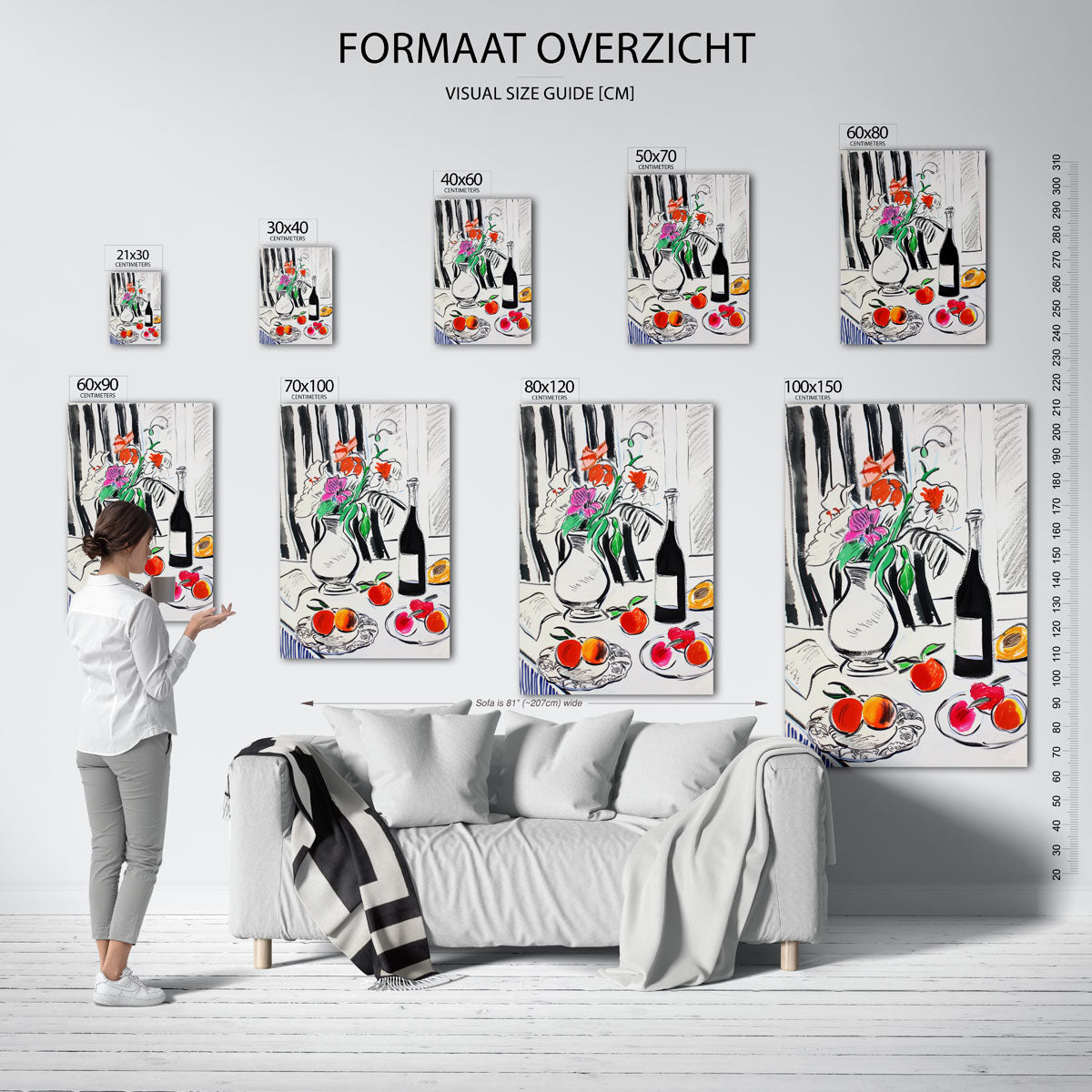 Bloemen en fruit op tafel Poster